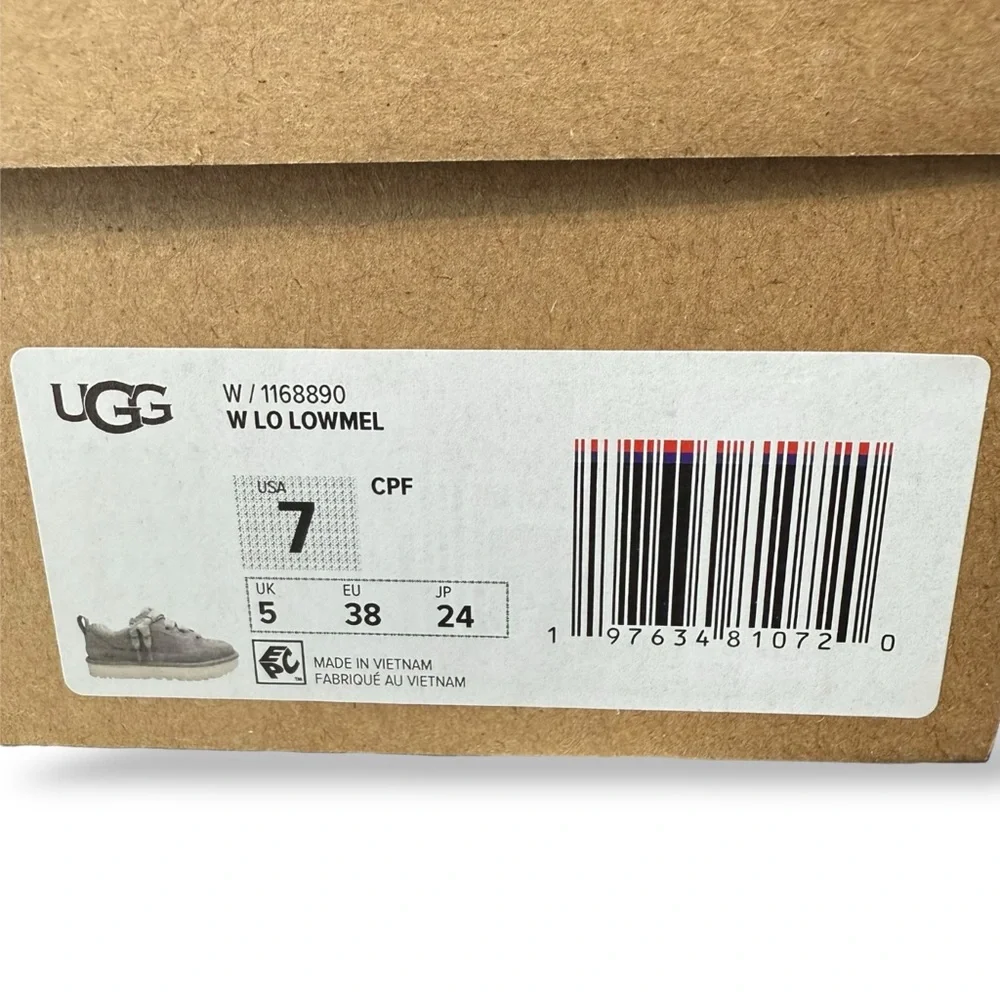 UGG Lo Lowmel Platform Sneakers Gray Suede Size 7 Y2K Preppy 90s Academia
